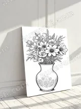 Floral Bouquet in Vase Line Art Canvas Wall Art for Home Decor – view 3