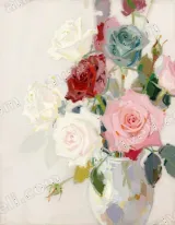 Colorful Rose Bouquet Canvas Wall Art for Living Room framed modern home decor