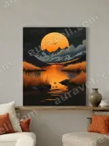 Sunset Mountain Lake Landscape Canvas Wall Art for Living Room Home Decor – вид 3