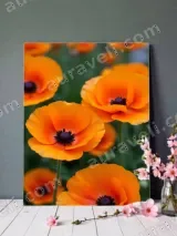 Orange Poppies Floral Canvas Wall Art for Living Room & Bedroom Home Decor
