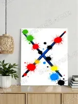 Colorful Splatter Crossed Blue Lines Canvas Wall Art for Living Room Decor – вид 3