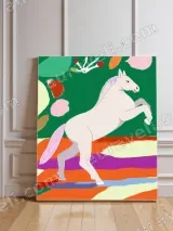 Colorful Abstract White Horse Canvas Wall Art for Living Room Decor