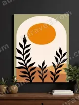 Abstract Botanical Sun Canvas Wall Art for Living Room Bedroom Home Decor