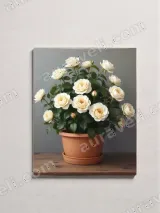Cream Rose Potted Canvas Wall Art for Living Room Home Decor – view 2