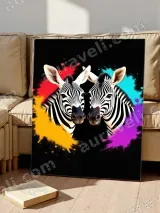 Colorful Zebra Duo Canvas Wall Art for Living Room Home Decor – вид 5
