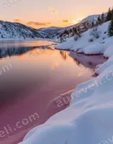 Winter Sunset Lake Snowy Mountain Canvas Wall Art for Living Room Decor wall art print