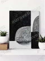 Abstract Geometric Arch Canvas Wall Art for Living Room Decor