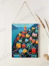 Colorful Coastal Village Canvas Wall Art for Living Room & Bedroom Decor – view 2