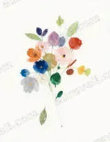 Watercolor Floral Bouquet Canvas Wall Art for Living Room framed modern home decor