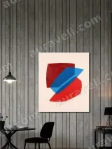 Abstract Geometric Red Blue Canvas Wall Art for Living Room Home Decor – view 2