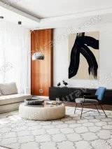 Minimalist Abstract Black Brushstroke Canvas Print - Living Room Decor – view 5