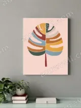 Colorful Abstract Monstera Leaf Canvas Wall Art for Home Decor