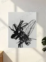 Detailed Black Ink Fly Insect Canvas Wall Art for Home Decor – вид 3