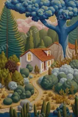 Whimsical Cottage Forest Landscape Canvas Wall Art for Living framed modern home decor