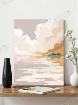Scenic Lake Clouds & Island Canvas Wall Art for Living Room Bedroom Decor