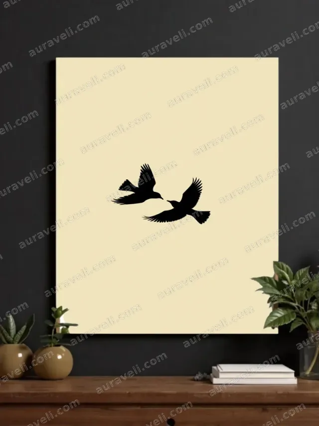 Two Birds Silhouette Canvas Wall Art for Living Room Bedroom Home Decor — art print