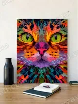 Colorful Abstract Cat Canvas Wall Art for Living Room Home Decor – вид 2