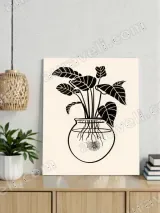Black & White Botanical Plant in Vase Canvas Wall Art for Home Decor – view 3