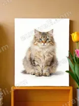 Fluffy Tabby Cat Canvas Wall Art for Living Room Bedroom Home Decor – view 2