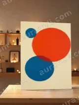 Minimalist Red Blue Circle Canvas Wall Art for Living Room Home Decor – view 3