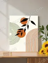 Abstract Geometric Botanical Canvas Wall Art for Living Room Home Decor