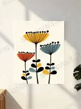 Mid - Century Modern Floral Canvas Wall Art for Living Room Home Decor – view 2