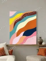 Abstract Color Block Wavy Canvas Wall Art for Living Room Bedroom Decor – вид 3