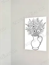 Line Art Floral Bouquet in Vase Canvas Wall Art for Home Decor – view 2