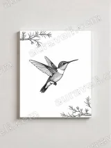 Hummingbird Line Art Canvas Wall Art for Living Room Home Decor – вид 3
