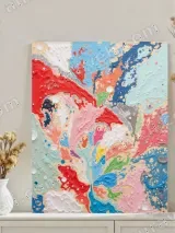 Abstract Colorful Textured Canvas Wall Art for Living Room Decor – view 3