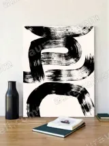 Black White Abstract Brushstroke Canvas Wall Art for Living Room Home Decor
