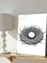 Bird Nest with Egg Sketch Canvas Wall Art for Home Decor – view 4