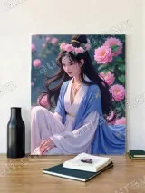 Elegant Asian Lady Floral Canvas Wall Art for Bedroom Home Decor – view 4