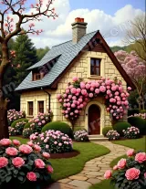 Cottage Rose Garden Canvas Wall Art for Living Room Bedroom Home Decor wall art print