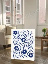 Indigo Floral Canvas Wall Art for Living Room Bedroom Home Decor – view 2