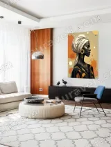 African Woman Portrait Canvas Wall Art for Living Room Home Decor – view 5