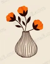 Orange Floral Vase Canvas Wall Art for Living Room Bedroom Home Decor wall art print