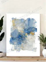Abstract Blue & Gold Fluid Canvas Wall Art for Home Decor – view 4