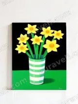 Daffodils in Striped Vase Canvas Wall Art for Living Room Home Decor
