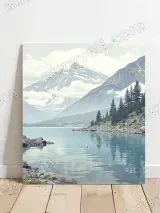 Mountain Lake Landscape Canvas Wall Art for Living Room Home Decor