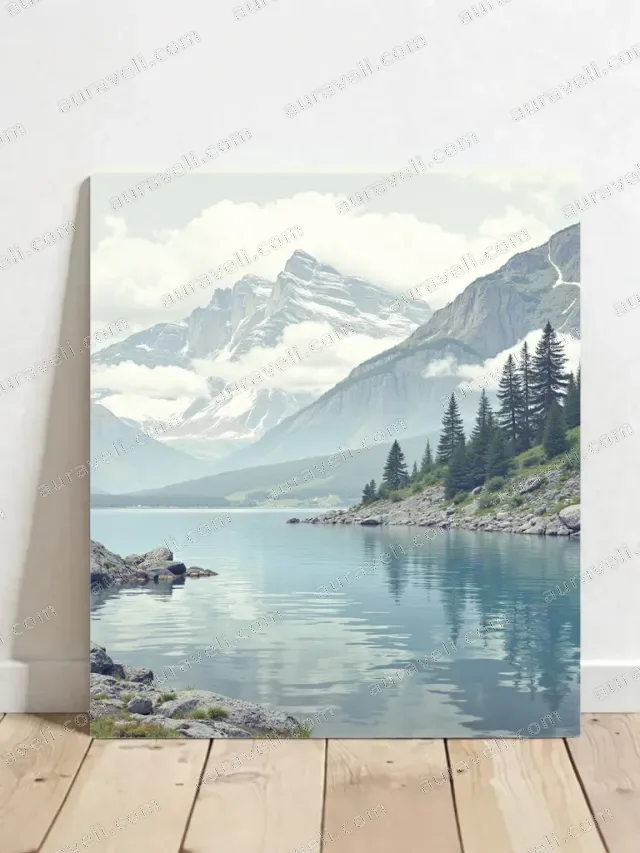 Mountain Lake Landscape Canvas Wall Art for Living Room Home Decor — art print