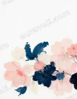 Blush Navy Floral Canvas Wall Art for Bedroom Living and framed modern home decor