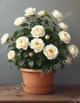 Cream Rose Potted Canvas Wall Art for Living Room Home Decor wall art print