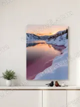 Winter Sunset Lake Snowy Mountain Canvas Wall Art for Living Room Decor – вид 4