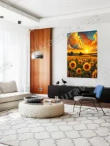 Sunset Sunflower Field Canvas Wall Art for Living Room Bedroom Home Decor – вид 5