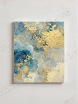 Abstract Blue Gold Fluid Canvas Wall Art for Living Room Home Decor – view 3