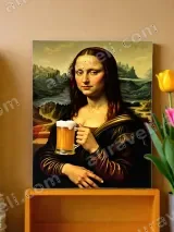 Mona Lisa with Beer Mug Canvas Wall Art for Living Room Home Decor – вид 2