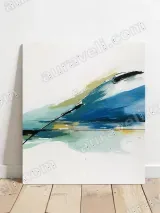 Abstract Blue & Green Wave Canvas Wall Art for Living Room Home Decor