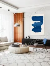 Blue Abstract Brushstroke Canvas Wall Art for Living Room Home Decor – вид 5