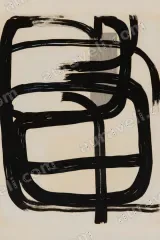Abstract Black Brushstroke Canvas Wall Art for Living Room framed modern home decor